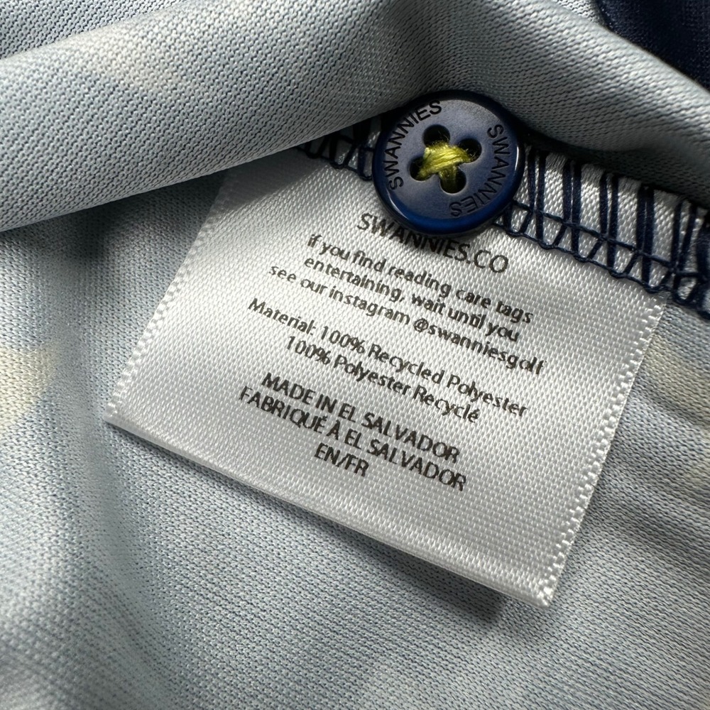Swannies Golf Corbin Performance Polo Midnight Navy Geese Print Mens XL NEW - Picture 7 of 9